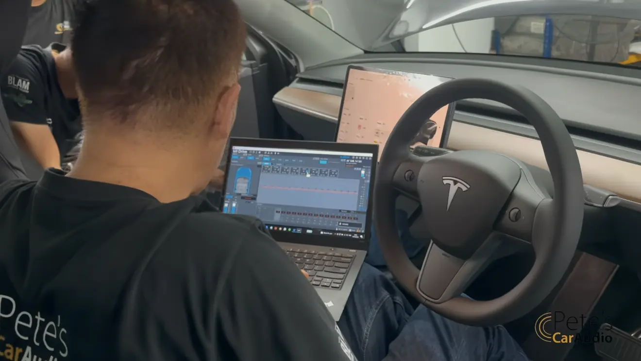 Tesla audio calibration and speaker upgrade tuning